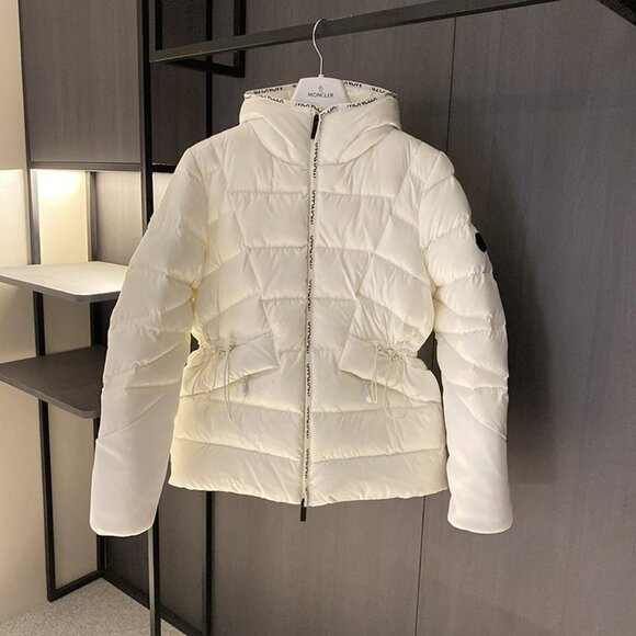Moncler Sittang Womens Cropped Down Jacket With Monochrome Webbing - Picture 1 of 8